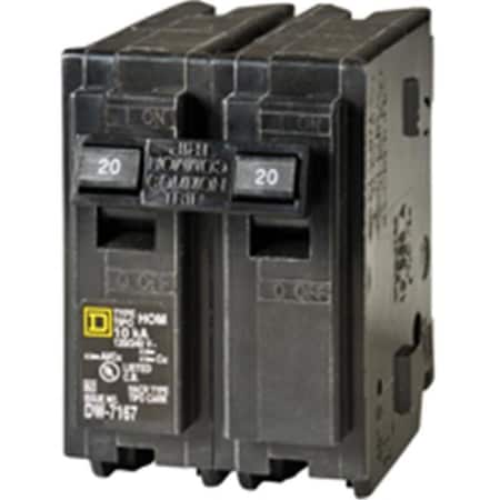 Square D Miniature Circuit Breaker, HOM Series, 20A, 2 Pole, 120/240V AC, 10kA 6950380